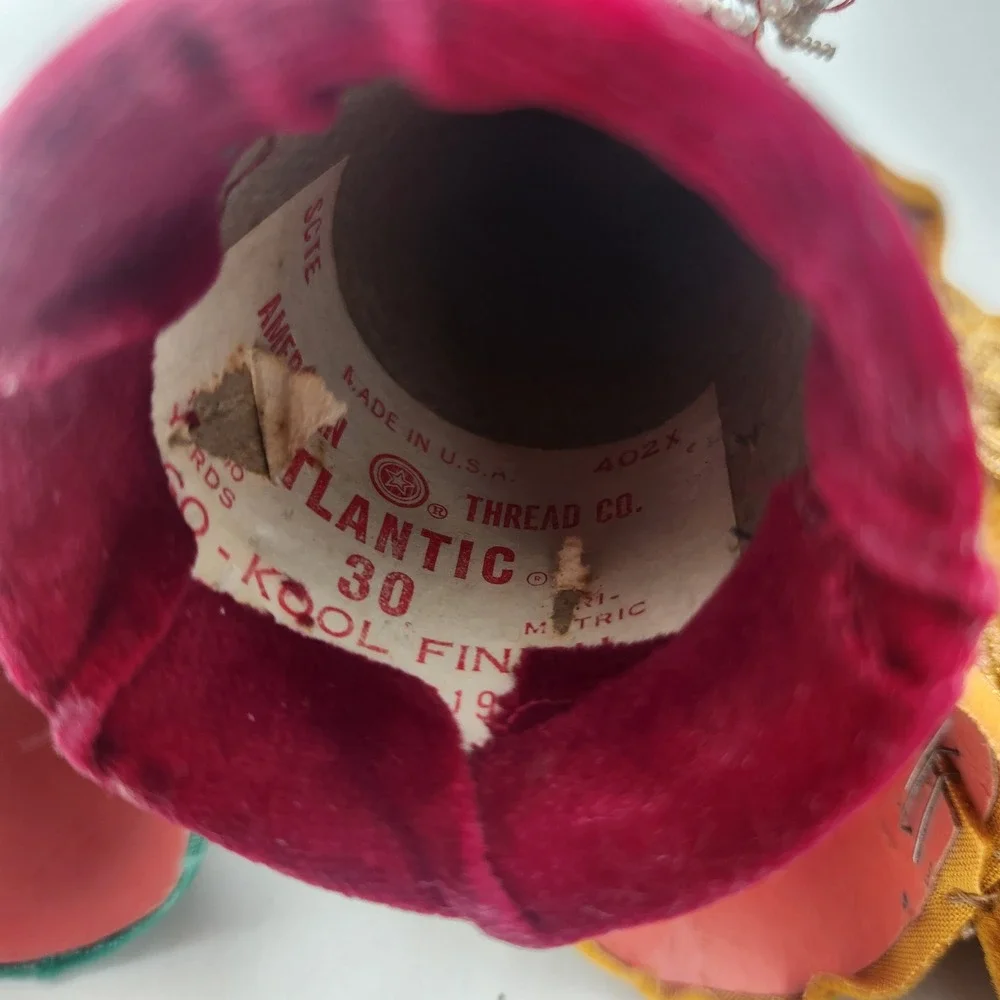 Handmade Vintage Velvet Three Wise Men  Upcycled Thread Cone Figures Atlantic